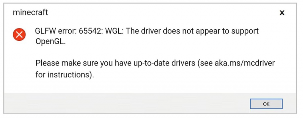 Glfw error 65542 wgl the driver does not appear to support opengl что делать