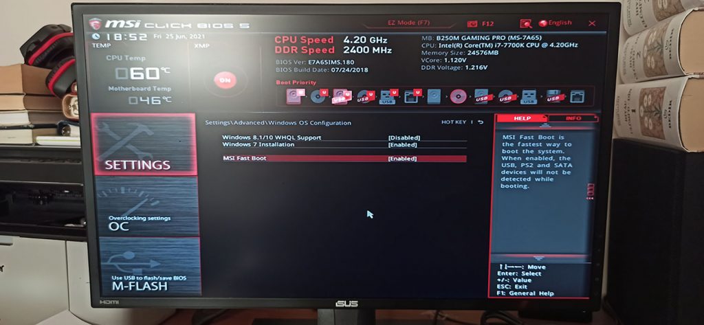 Как отключить msi fast boot